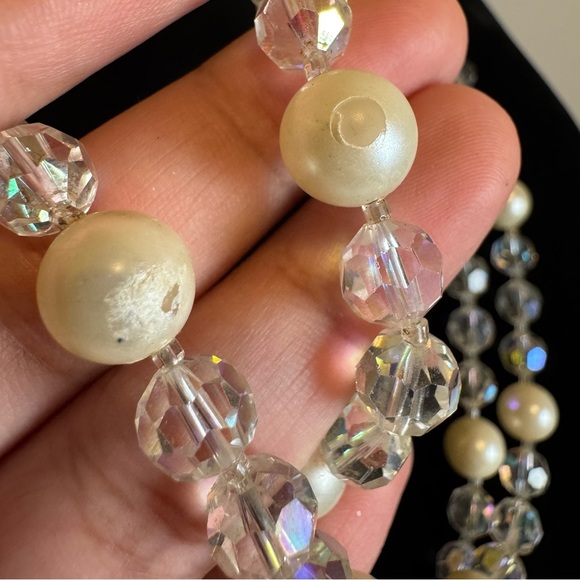 1950s Signed Coro Aurora Borealis Crystal Triple-Strand Necklace - Picture 8 of 15